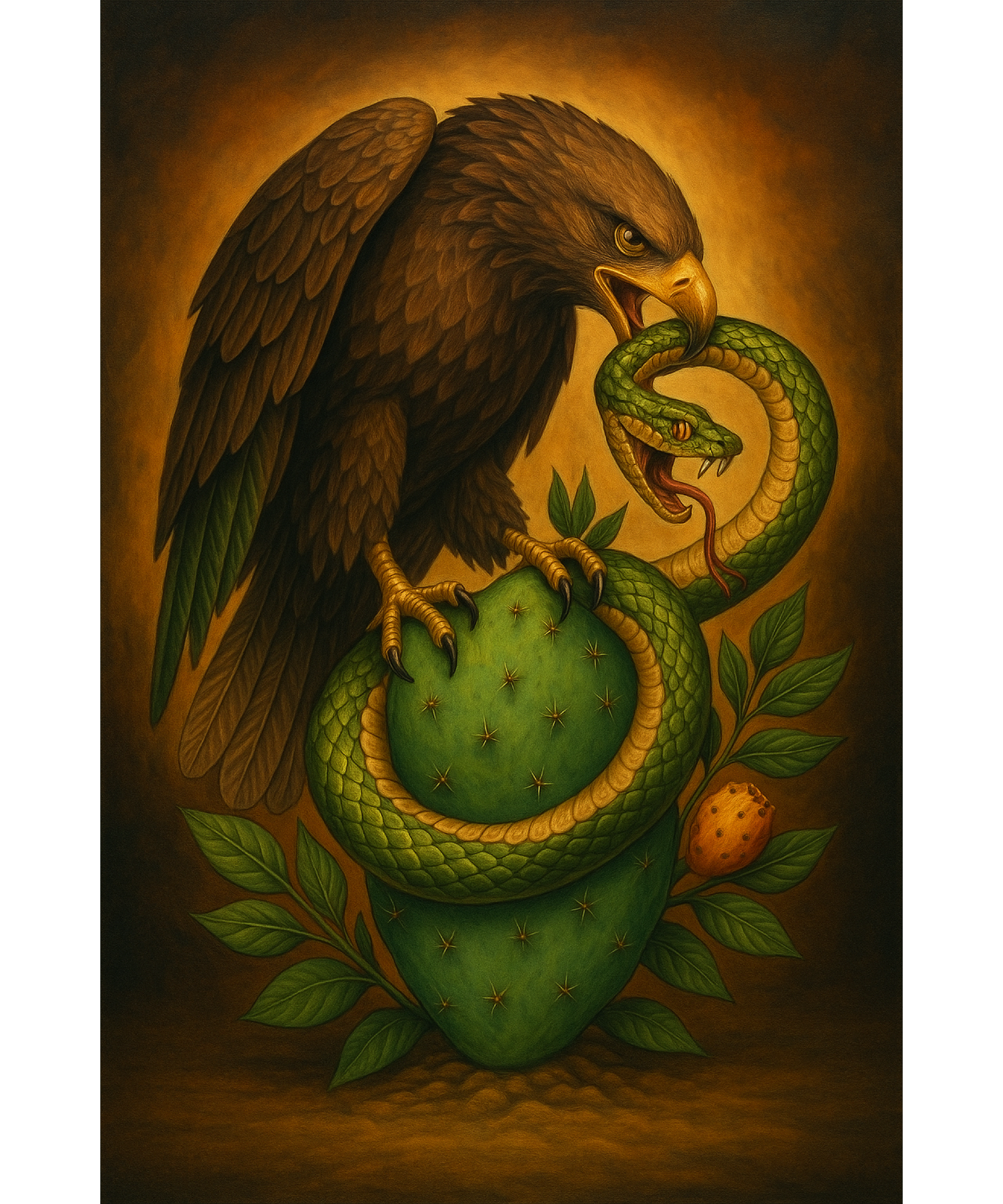 Mexican Eagle and Snake Cactus Art Digital Download High Resolution Aztec Inspired Symbolic Artwork Vintage Style Mexico Flag Emblem Printable Wall Art Chicano Heritage Design PNG File